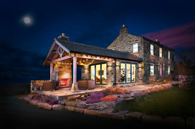 Farmhouse at sunset in a fine art style Property-photography