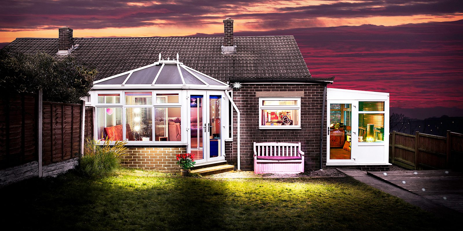 A bungalow with a conservatory of homeowners